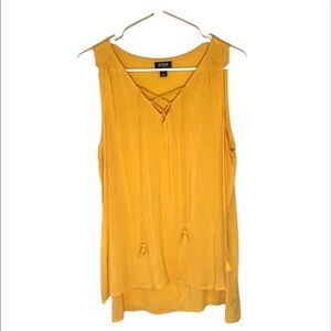 2/$15  a.n.a. - Mustard Criss Cross Sleeveless Blouse Top